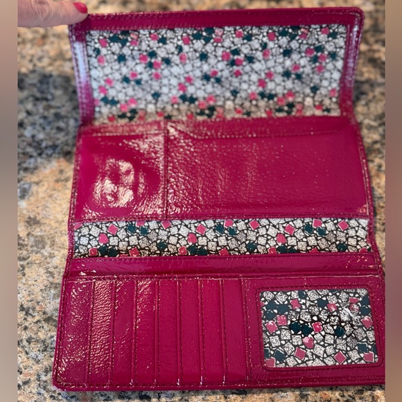 HOBO International Leather Wallet Pink Magenta Long TriFold - Picture 2 of 9